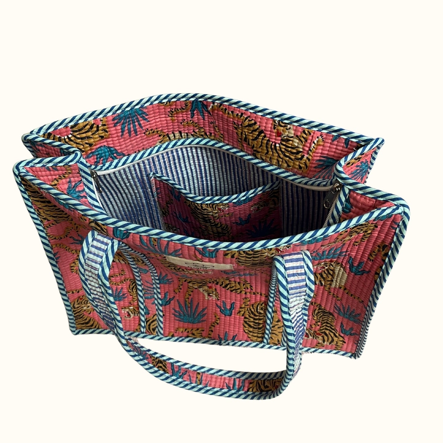 Petit tote bag "Circus Tiger Pink"