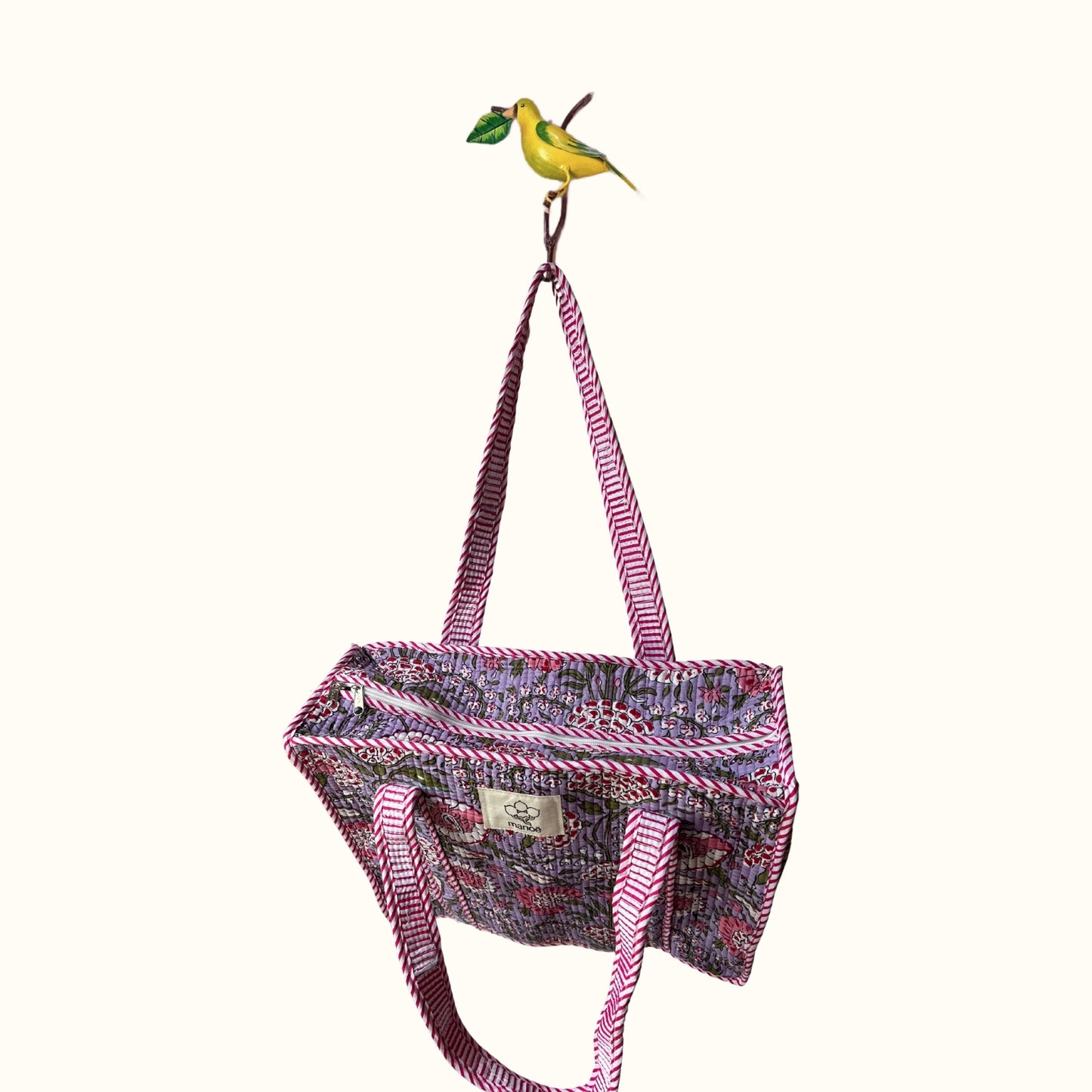 Petit tote bag fermeture "Lilas Indian Hortensias"