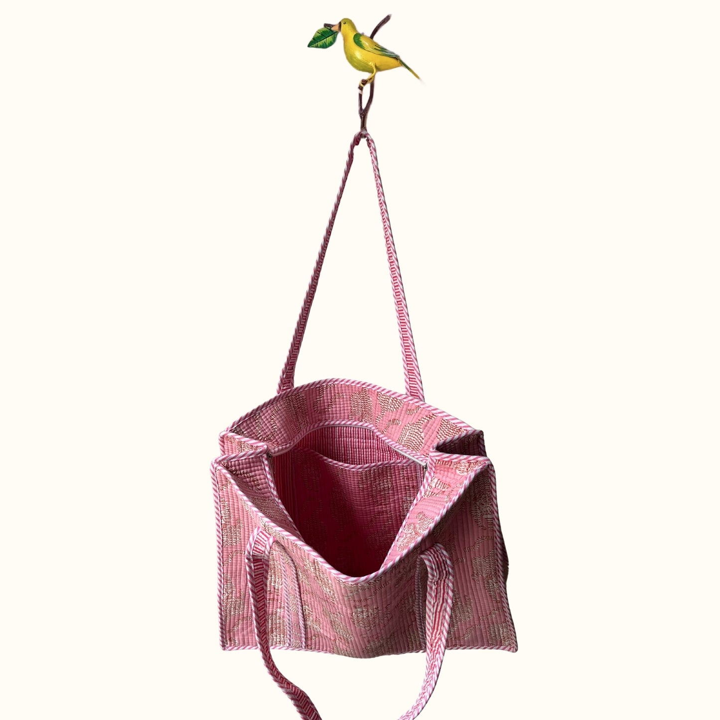 Grand tote bag à Zip "Pinky life of a tiger"