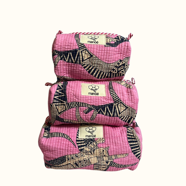 Trousse de toilette "Dancing cat pink" Grande