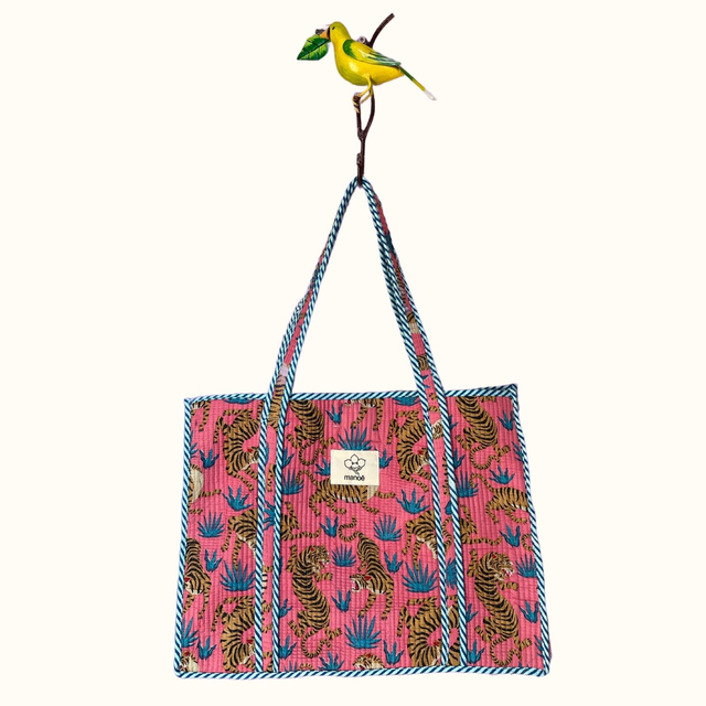 Grand tote bag "Circus Tiger Pink"