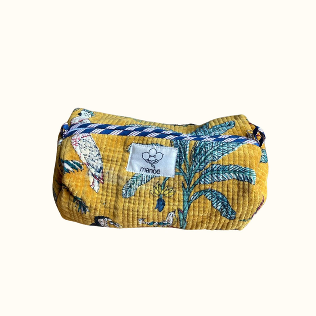Trousse de toilette en velours matelassé – "Spicy safari"