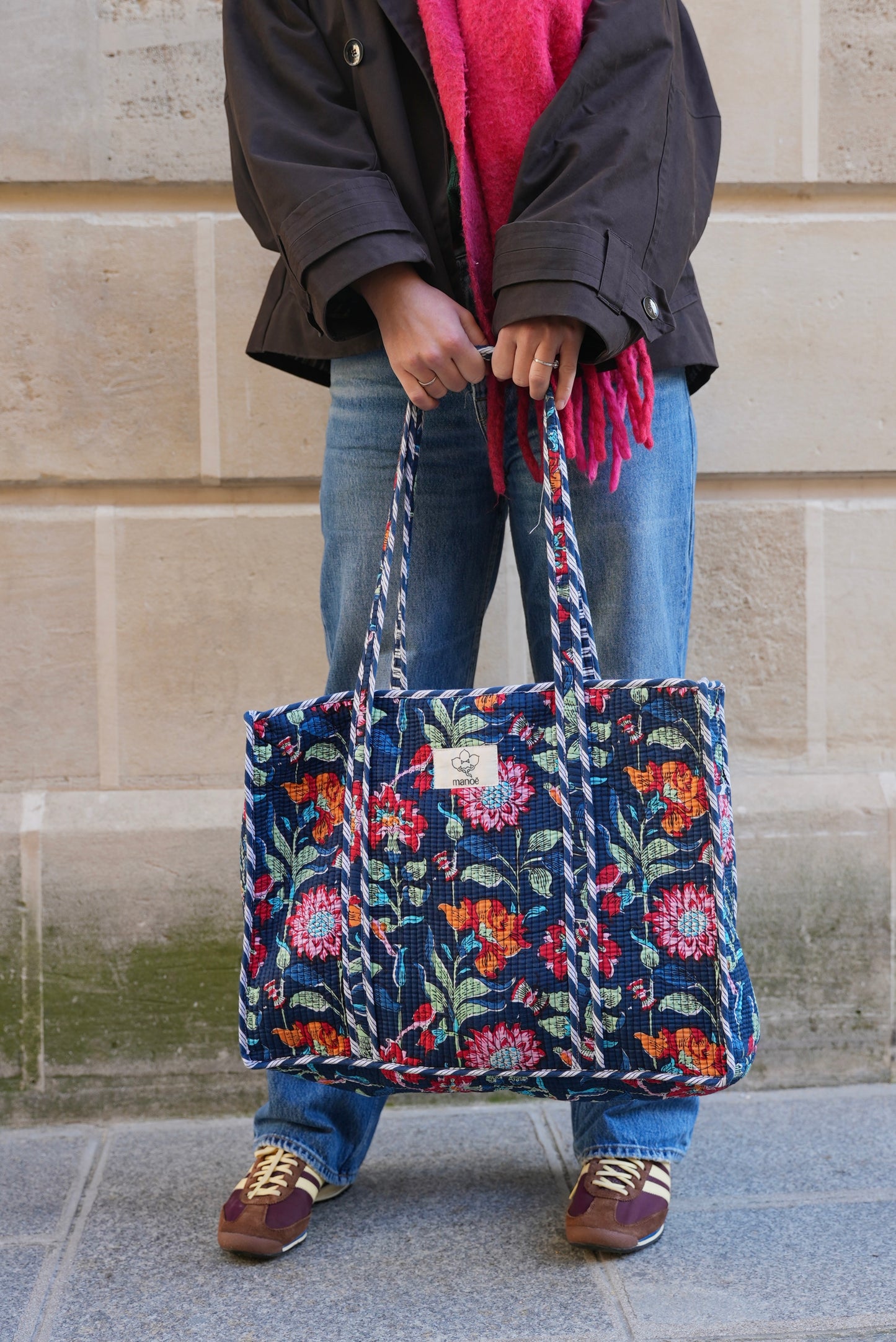 Grand tote bag à Zip "Indian Moonlight Flowers"