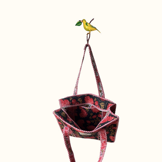 Petit tote bag fermeture "Midnight Garden"