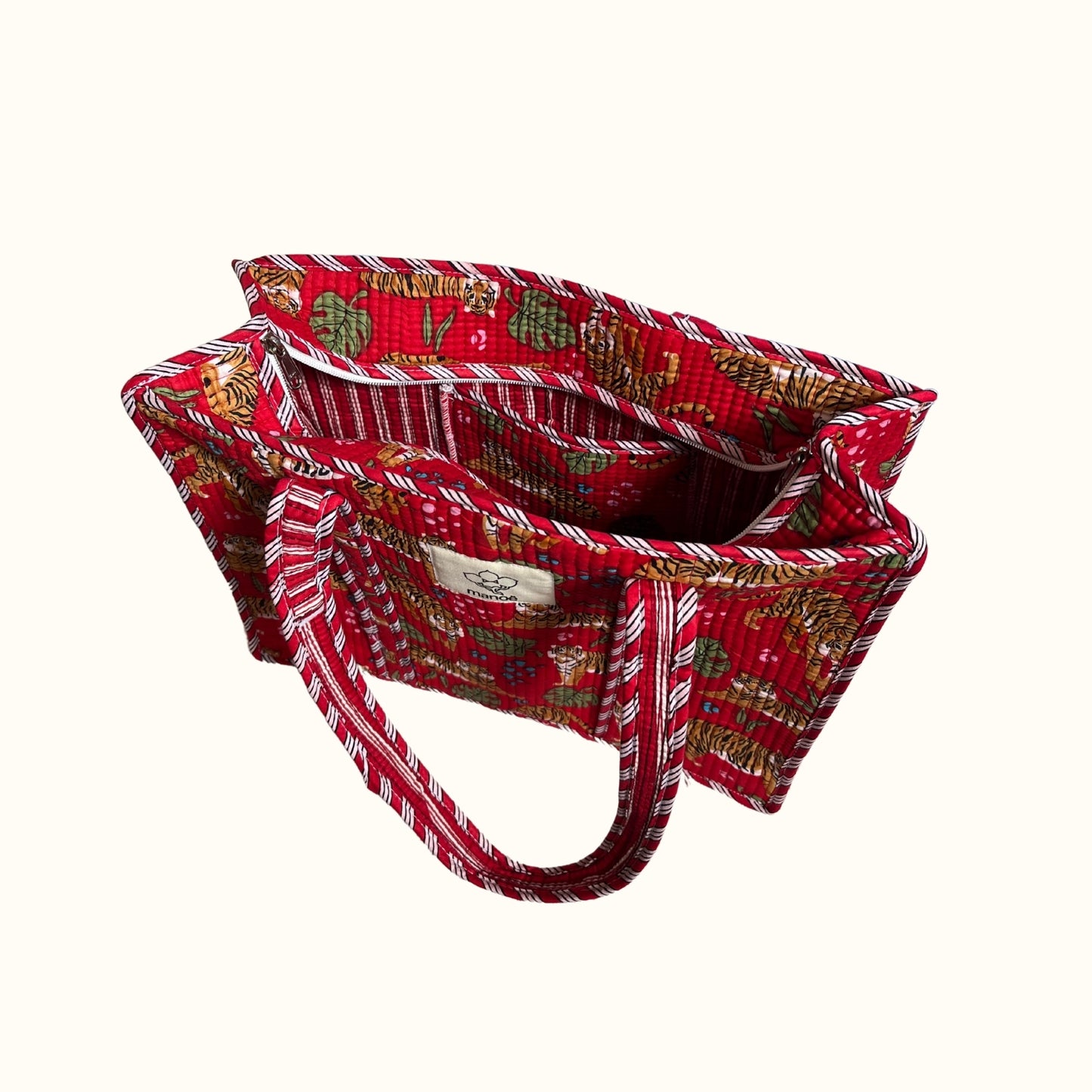 Petit tote bag fermeture "Red Pacha Tiger"