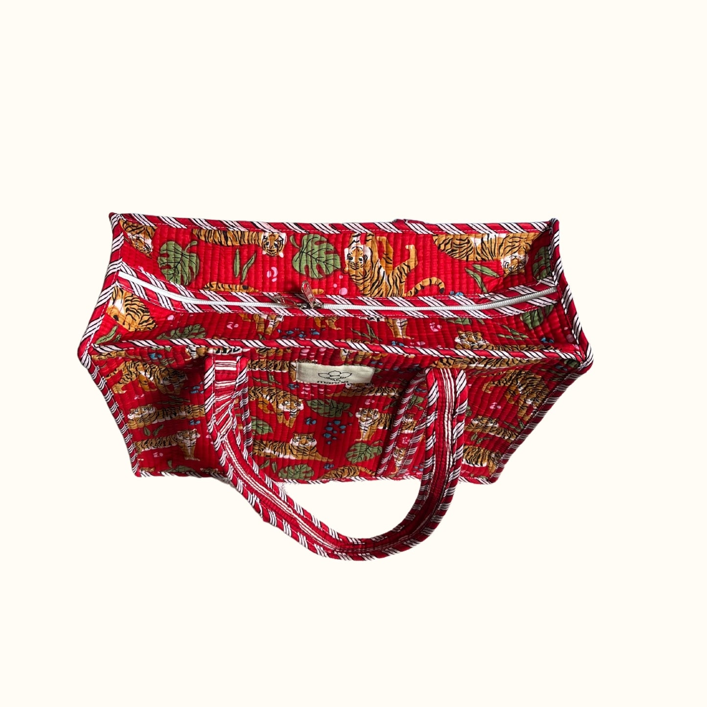Petit tote bag fermeture "Red Pacha Tiger"