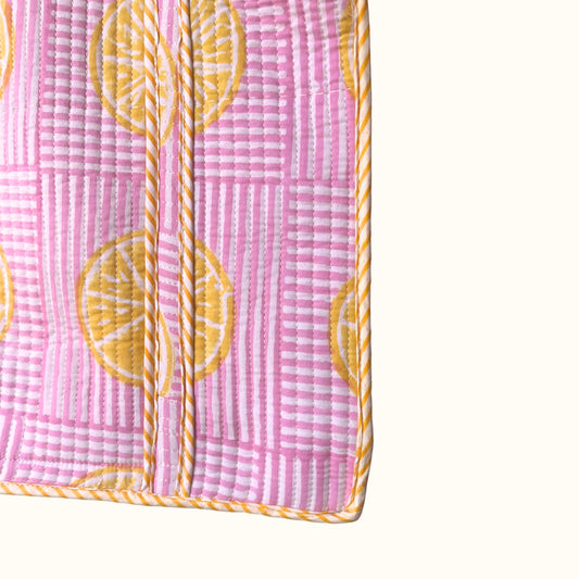 Petit tote bag fermeture Block print "Sun and Lemonade"