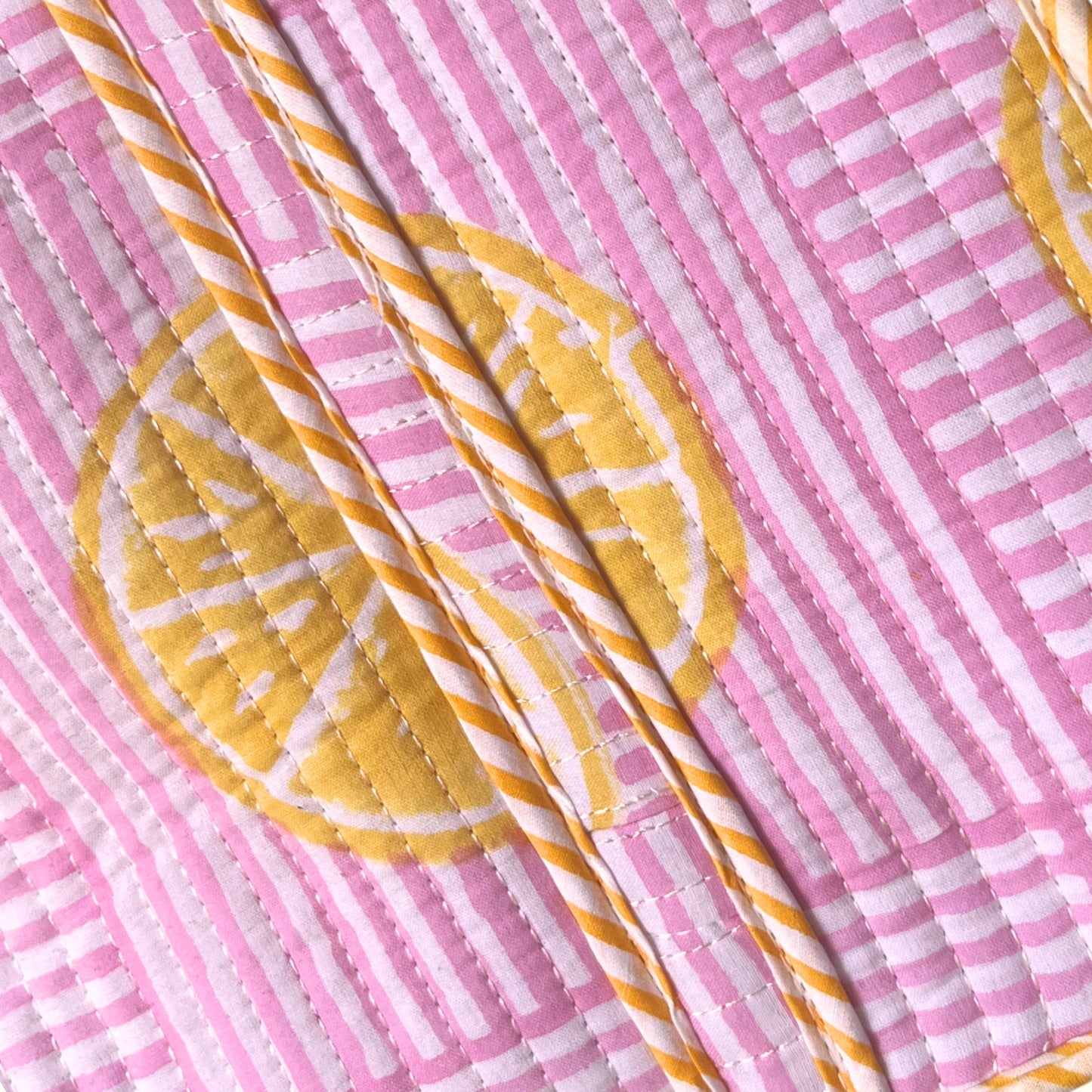 Petit tote bag fermeture Block print "Sun and Lemonade"