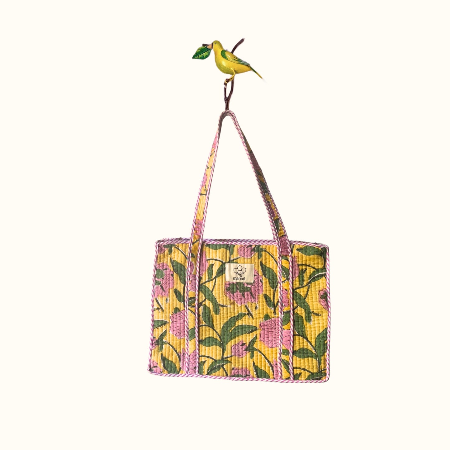Petit tote bag fermeture Block print "Sunny Bloom"