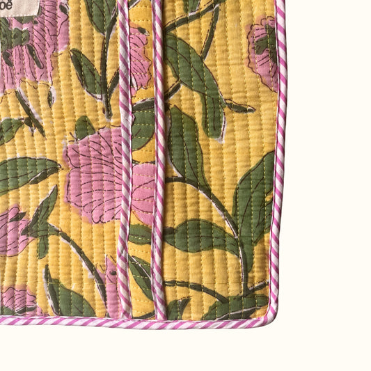 Petit tote bag fermeture Block print "Sunny Bloom"