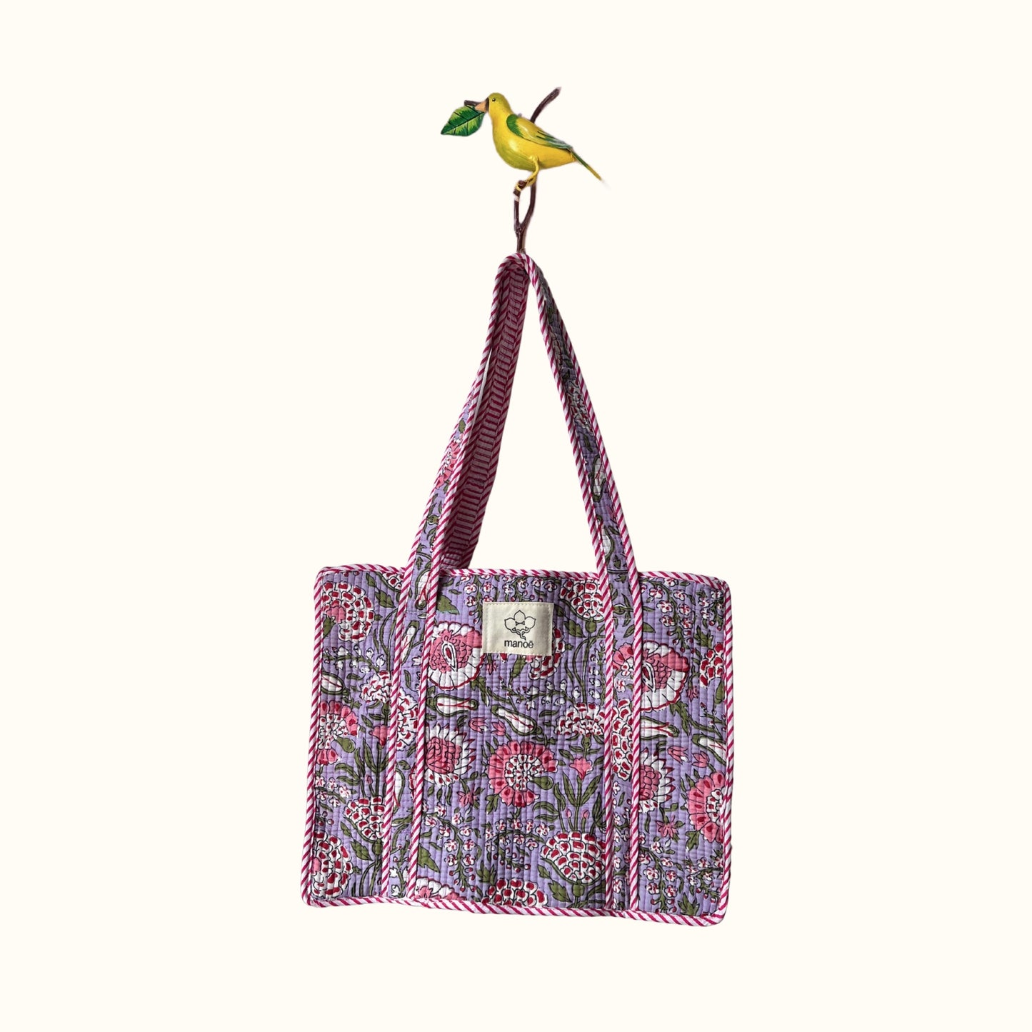 Petit tote bag fermeture "Lilas Indian Hortensias"