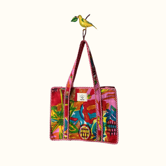 Petit tote bag fermeture "Botanical carnival"