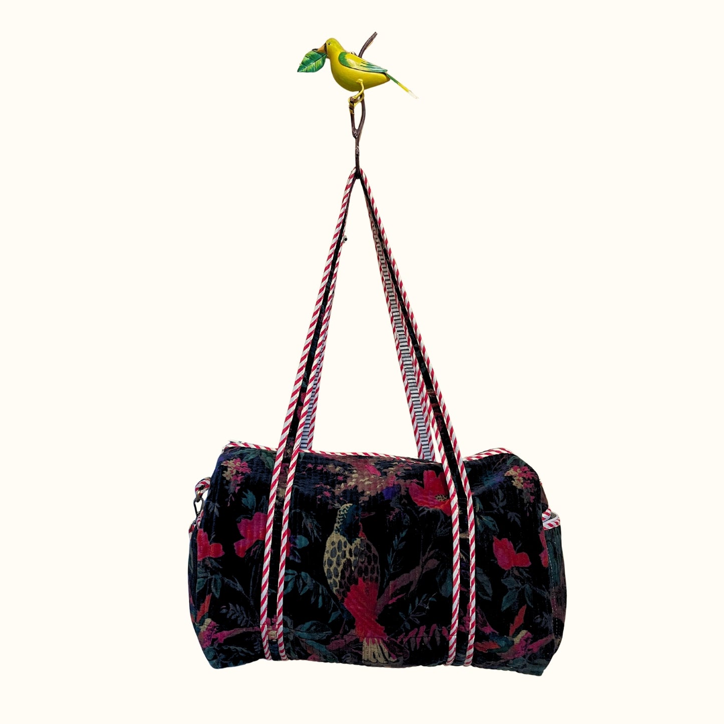 Sac de voyage / Sac à langer, en velours – "Bird of the Night"
