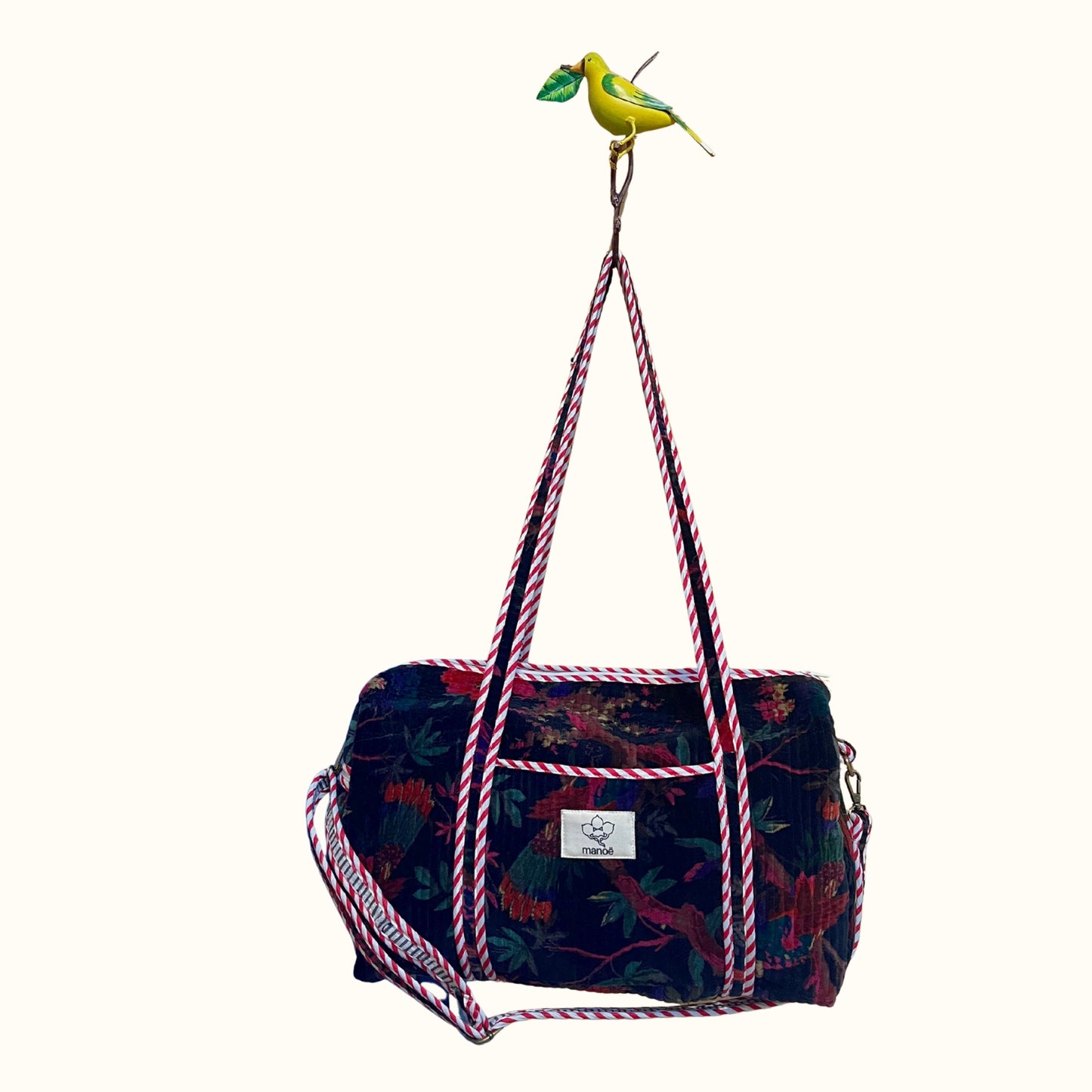 Sac de voyage / Sac à langer, en velours – "Bird of the Night"