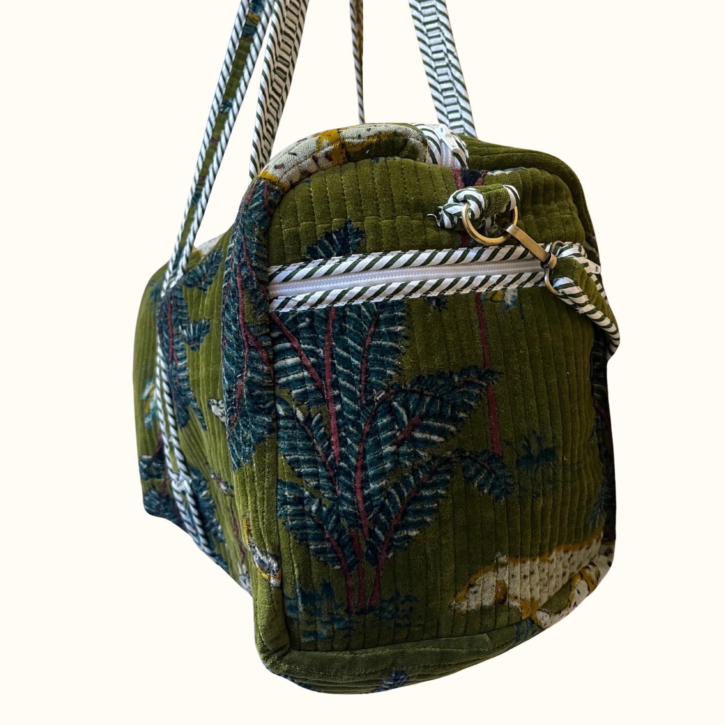 Sac de voyage / Sac à langer, en velours – Green safari