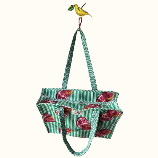 Grand tote bag à Zip  –  "Mint & Pomegranate Splash"
