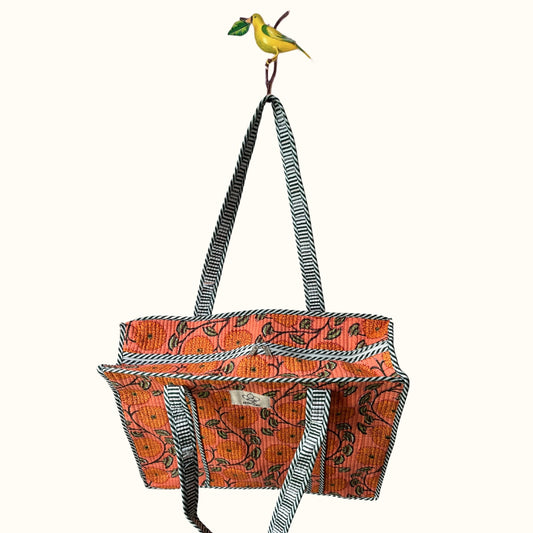 Petit tote bag fermeture "Sunny squishy Flowers"