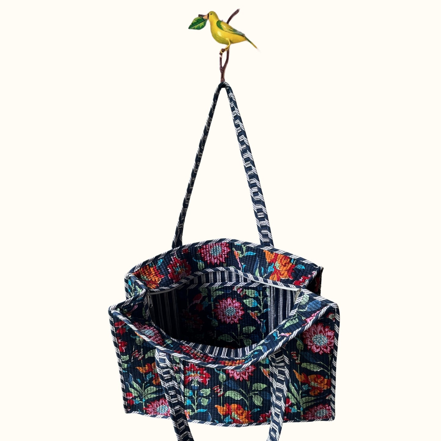 Grand tote bag à Zip "Indian Moonlight Flowers"