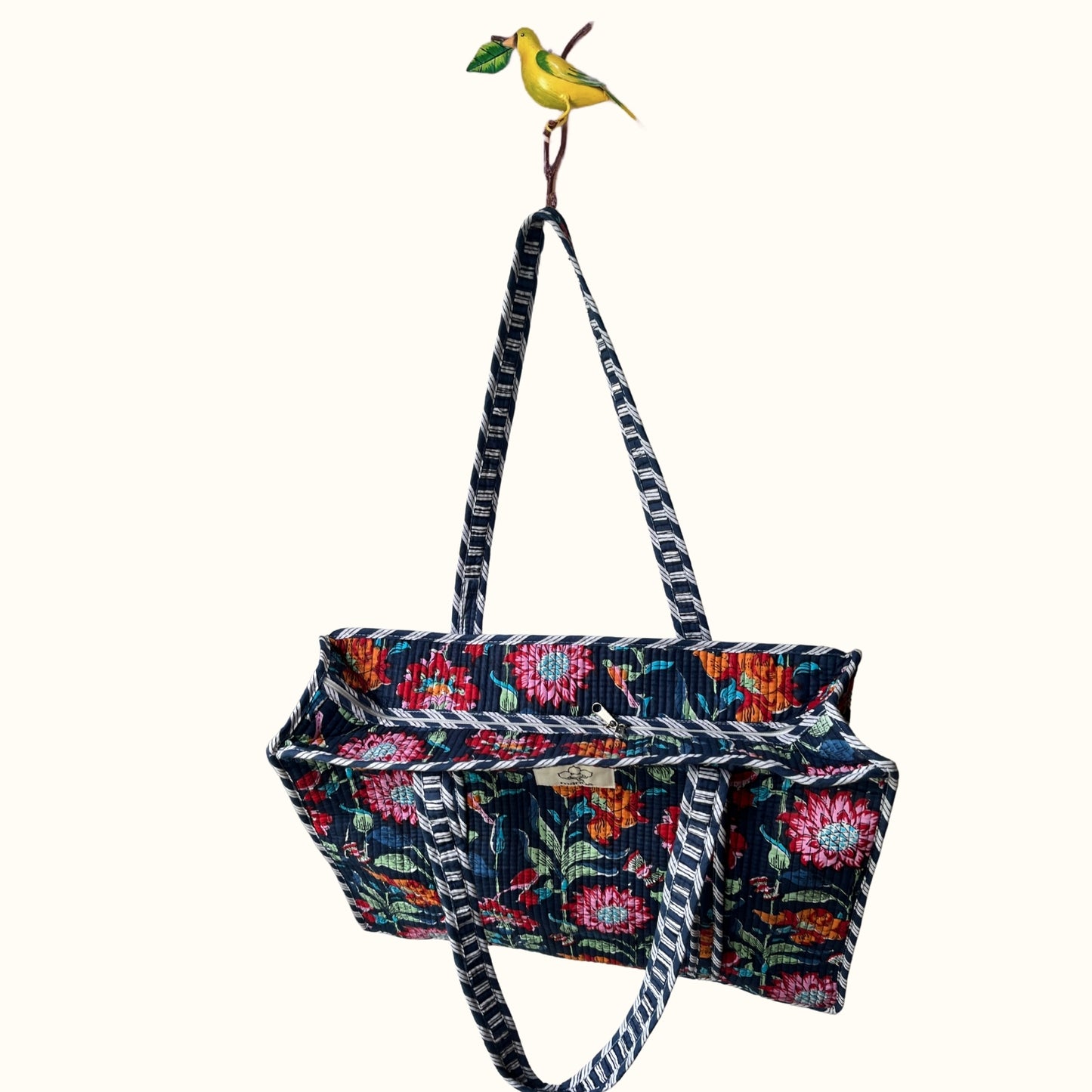 Grand tote bag à Zip "Indian Moonlight Flowers"