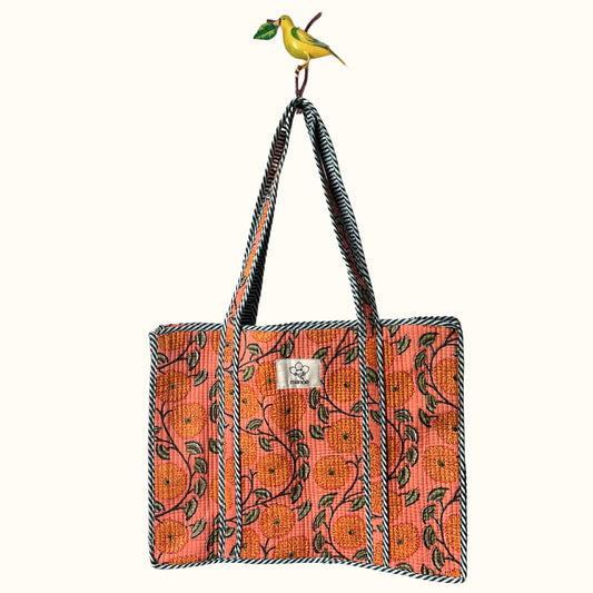 Grand tote bag à Zip  –  "Sunny Squeeshy Flowers"