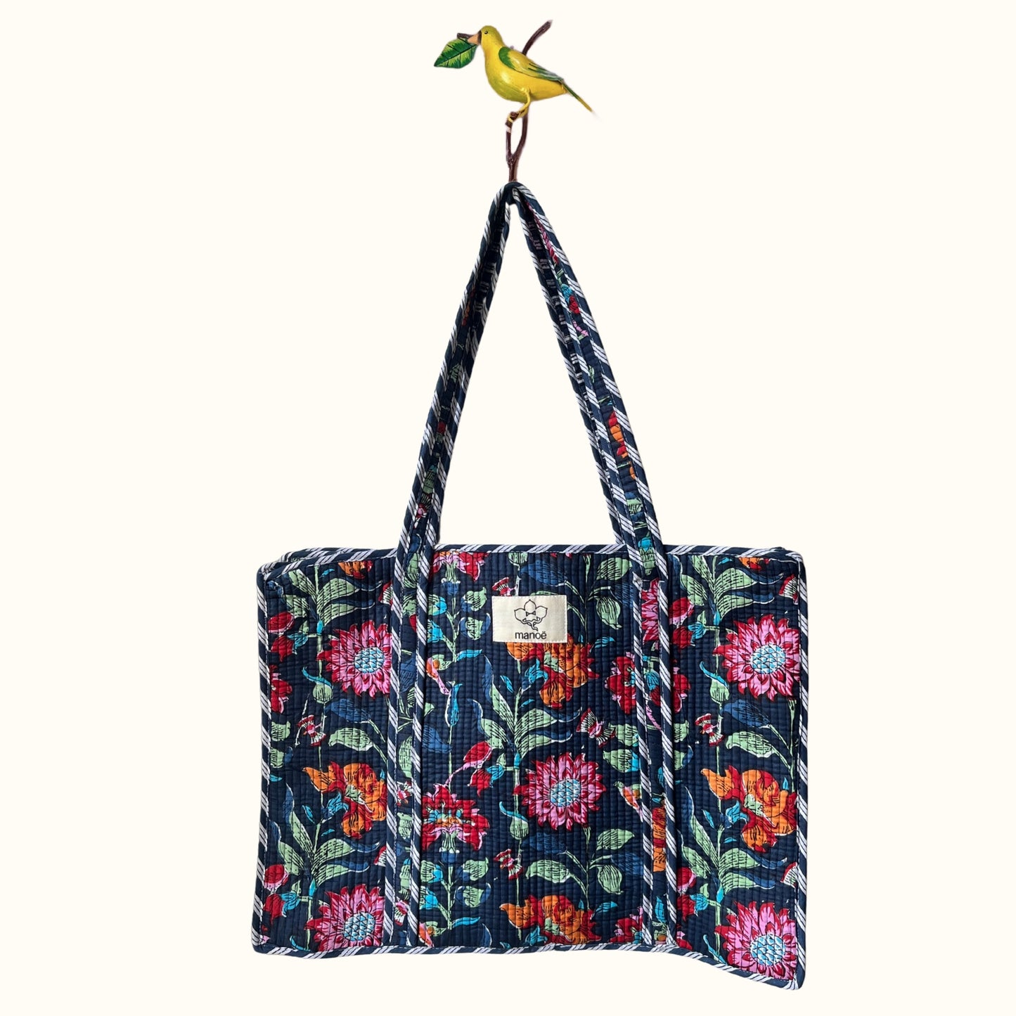 Grand tote bag à Zip "Indian Moonlight Flowers"