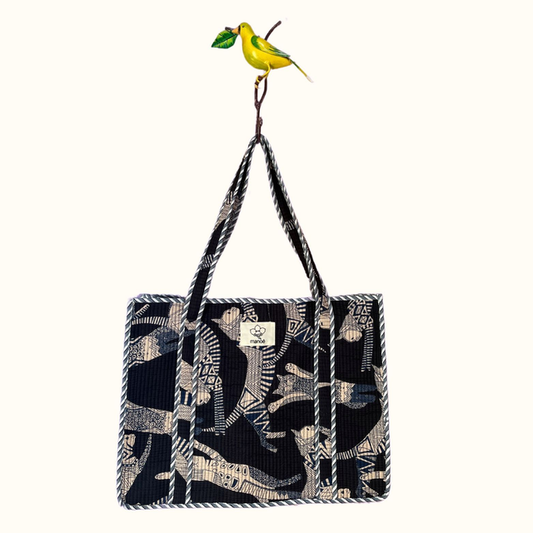Grand tote bag "Dancing cat in the night"