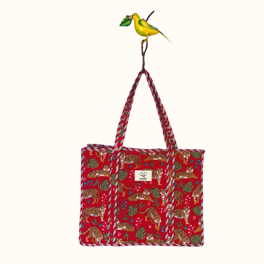 Grand tote bag "Red Pacha tiger"