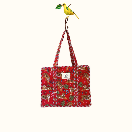Petit tote bag fermeture "Red Pacha Tiger"