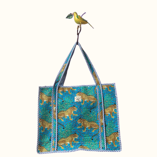 Grand tote bag "Guépard in the blue"
