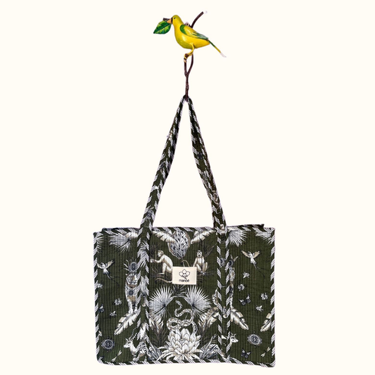 Grand tote bag "Jungle king kaki"