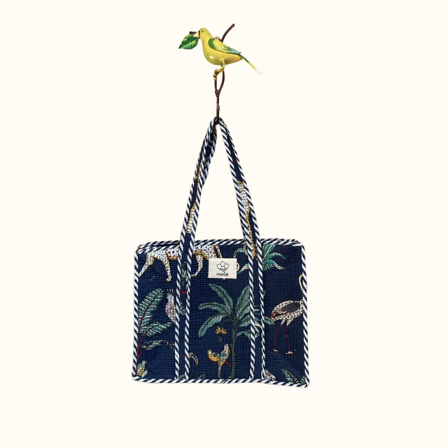 Petit tote bag fermeture "Midnight Safari"