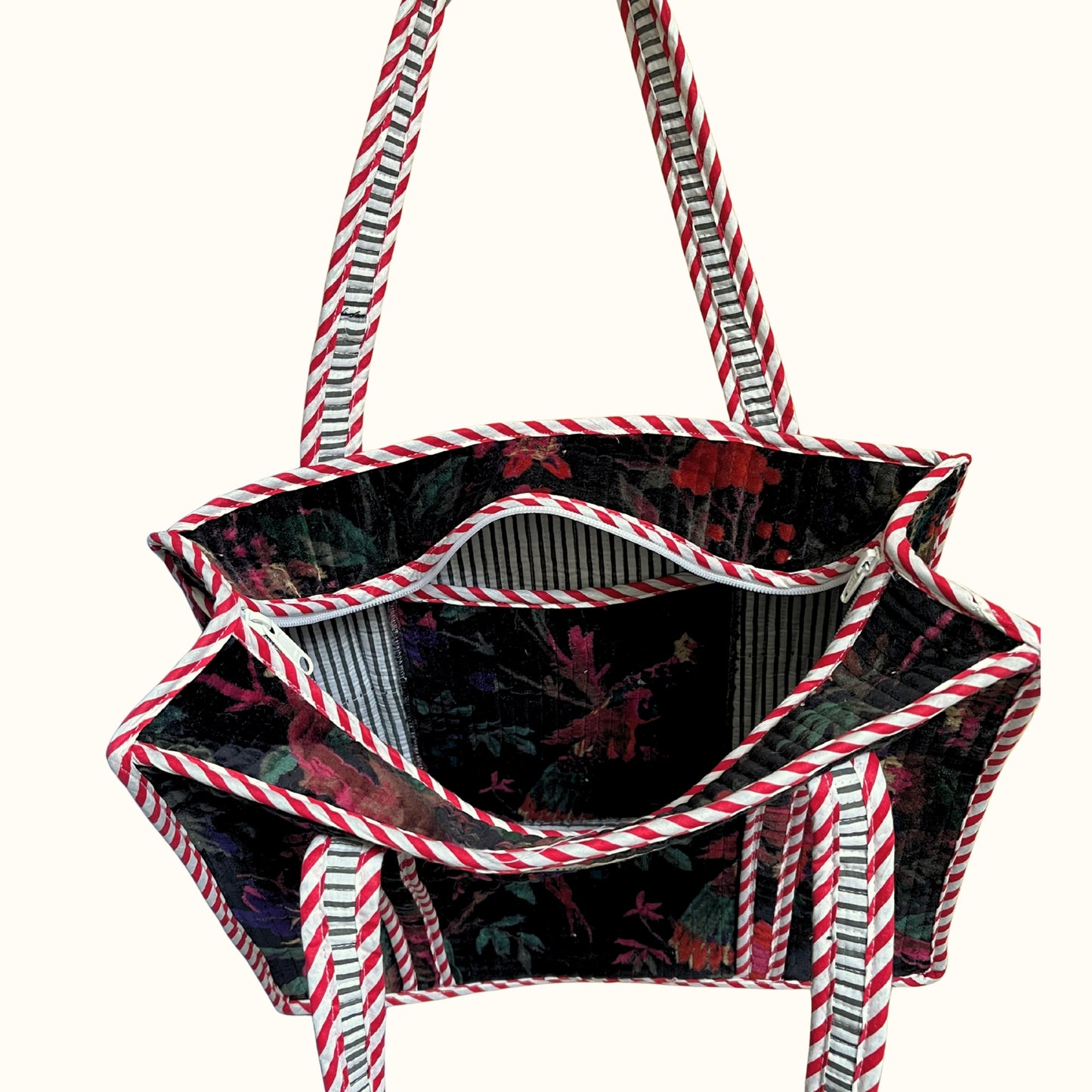 Petit tote bag fermeture velours "Bird of the night"