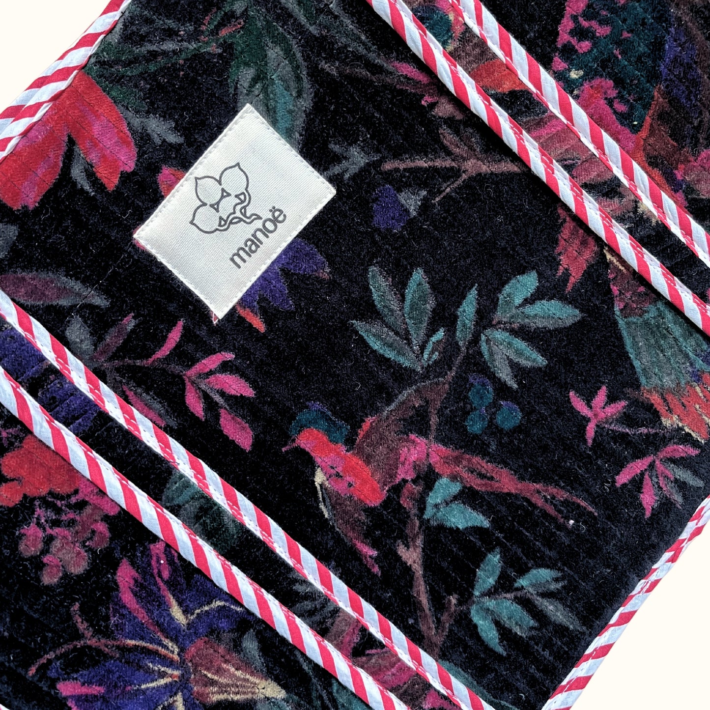 Petit tote bag fermeture velours "Bird of the night"