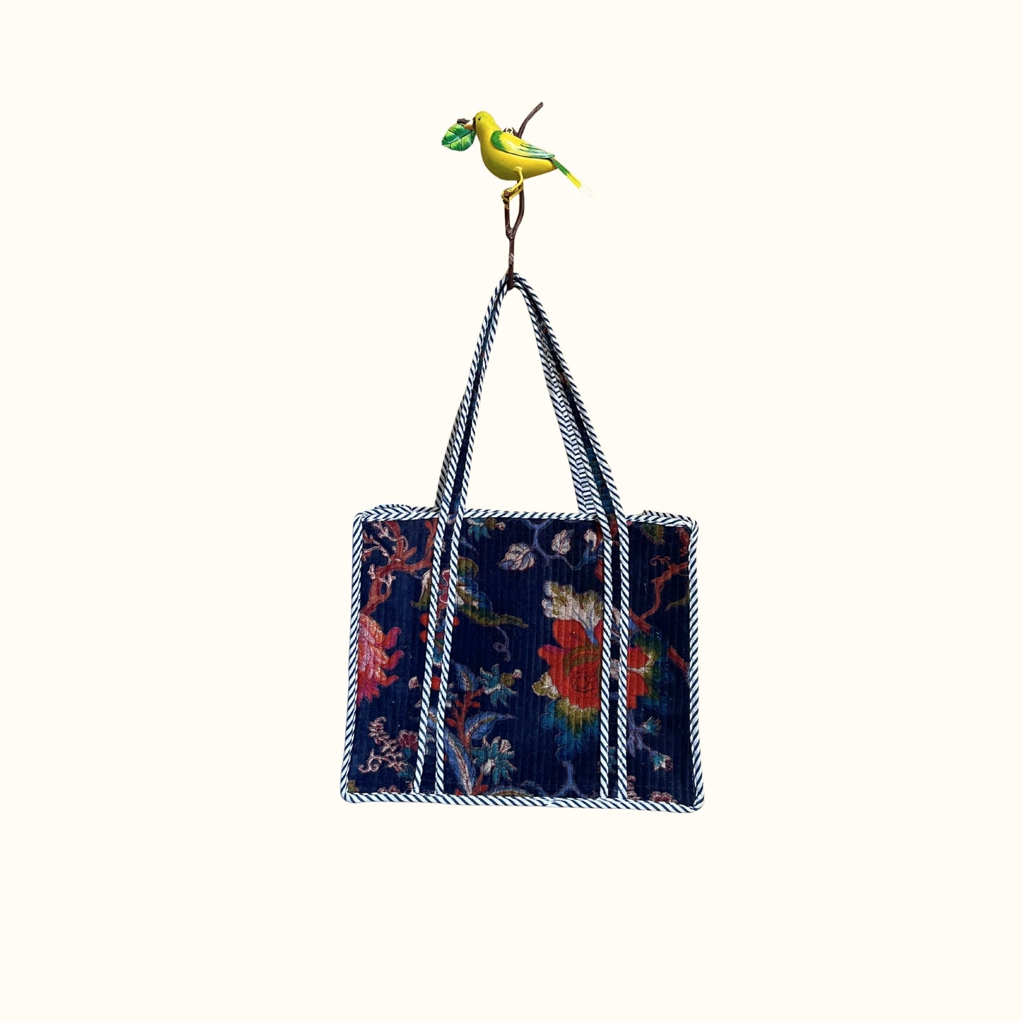 Petit tote bag fermeture velours "Nocturne floral"