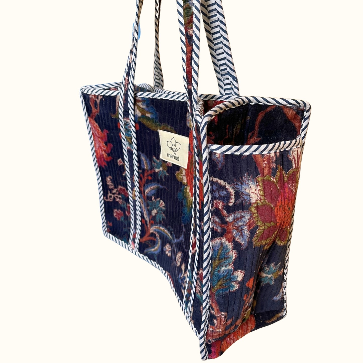 Petit tote bag fermeture velours "Nocturne floral"