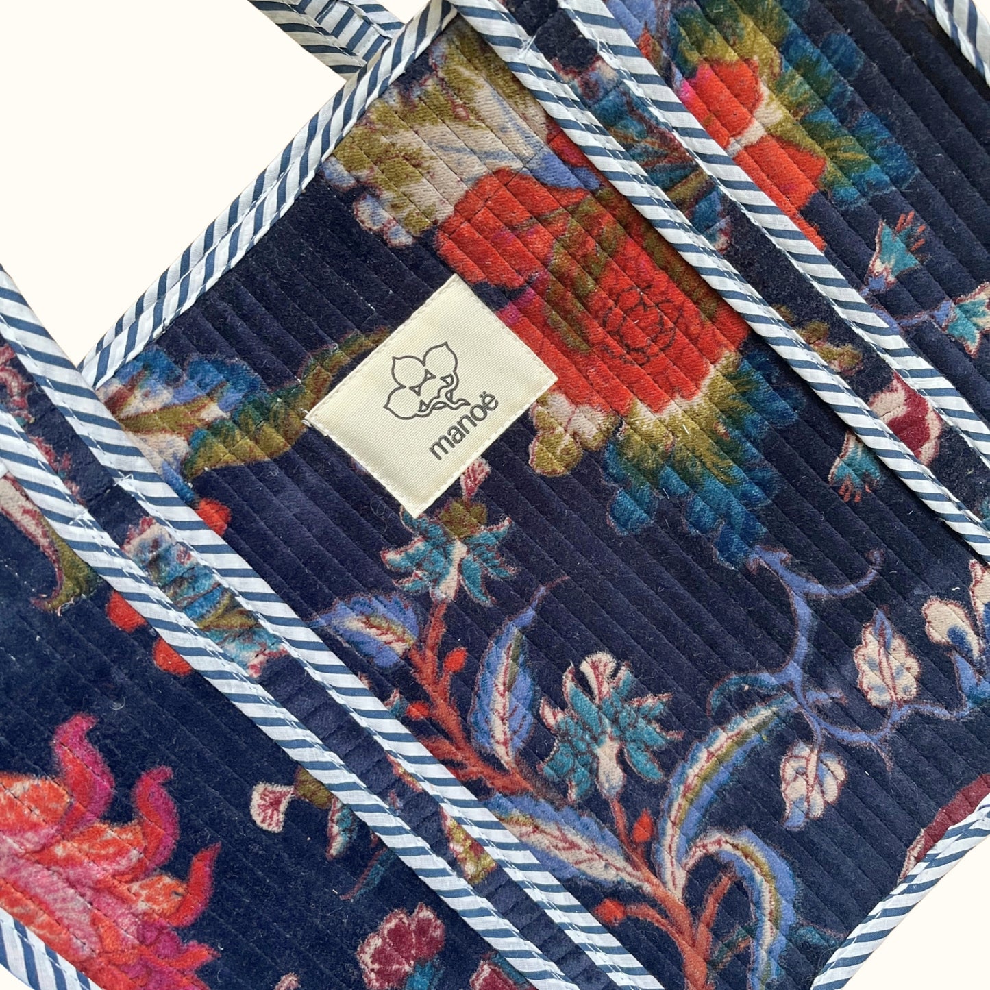 Petit tote bag fermeture velours "Nocturne floral"