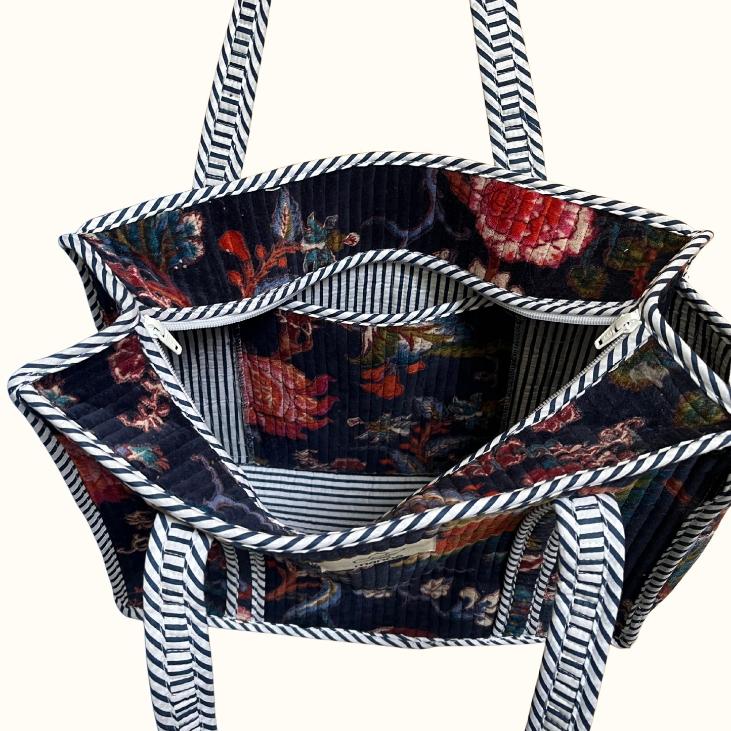 Petit tote bag fermeture velours "Nocturne floral"