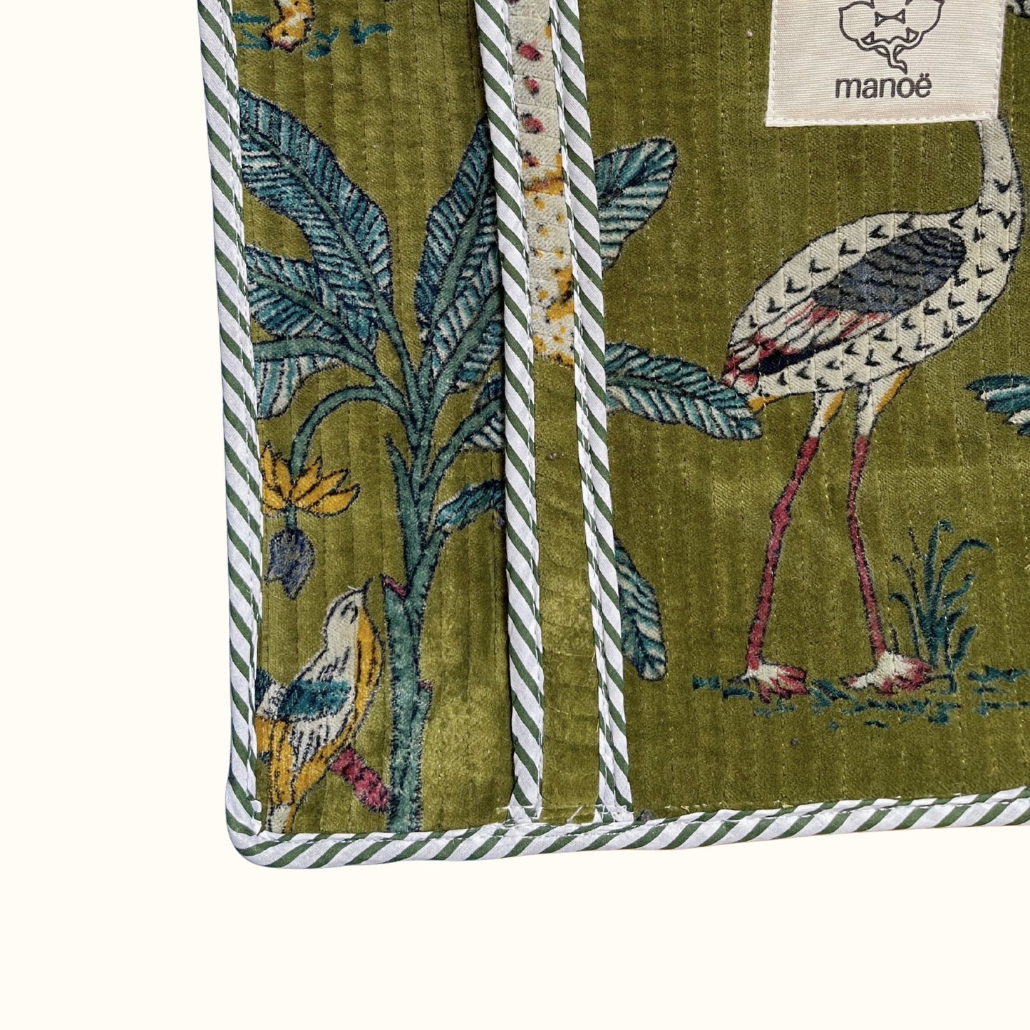 Petit tote bag fermeture velours "green safari"