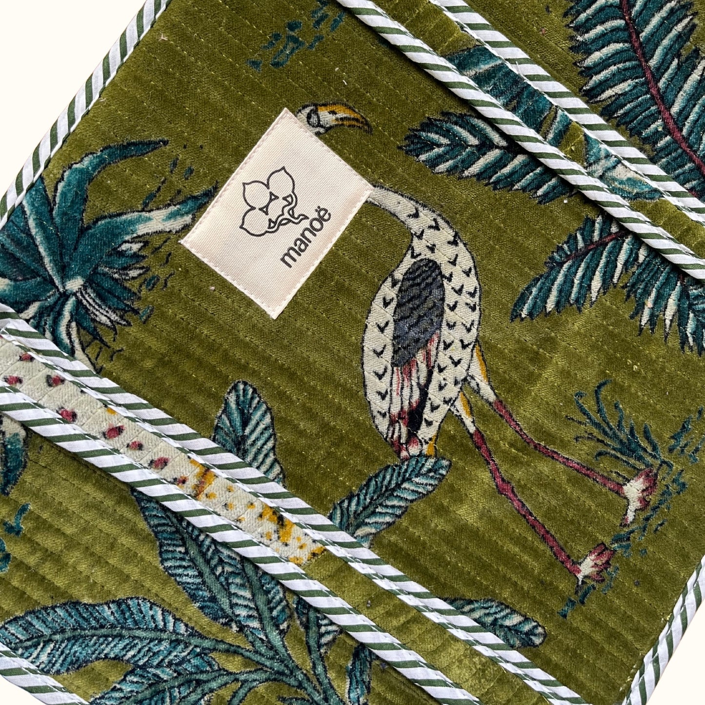 Petit tote bag fermeture velours "green safari"