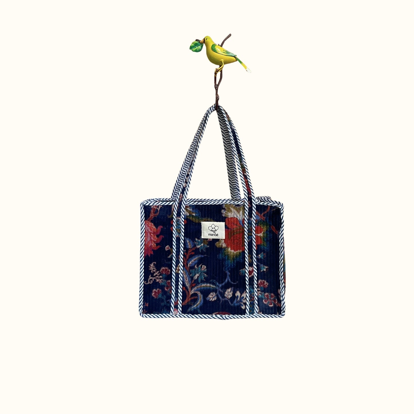 Petit tote bag fermeture velours "Nocturne floral"