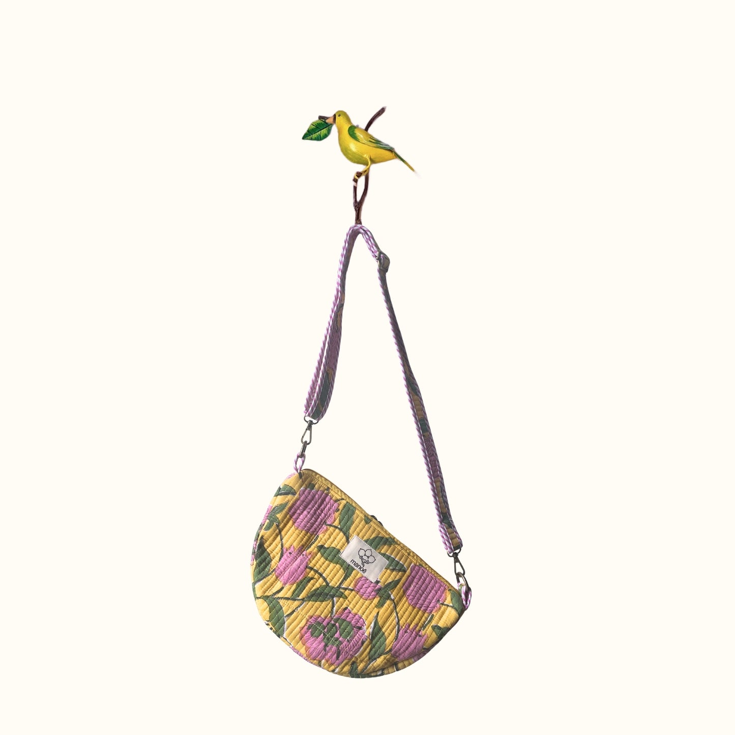 Sac demi-lune matelassé – "Sunny Bloom"