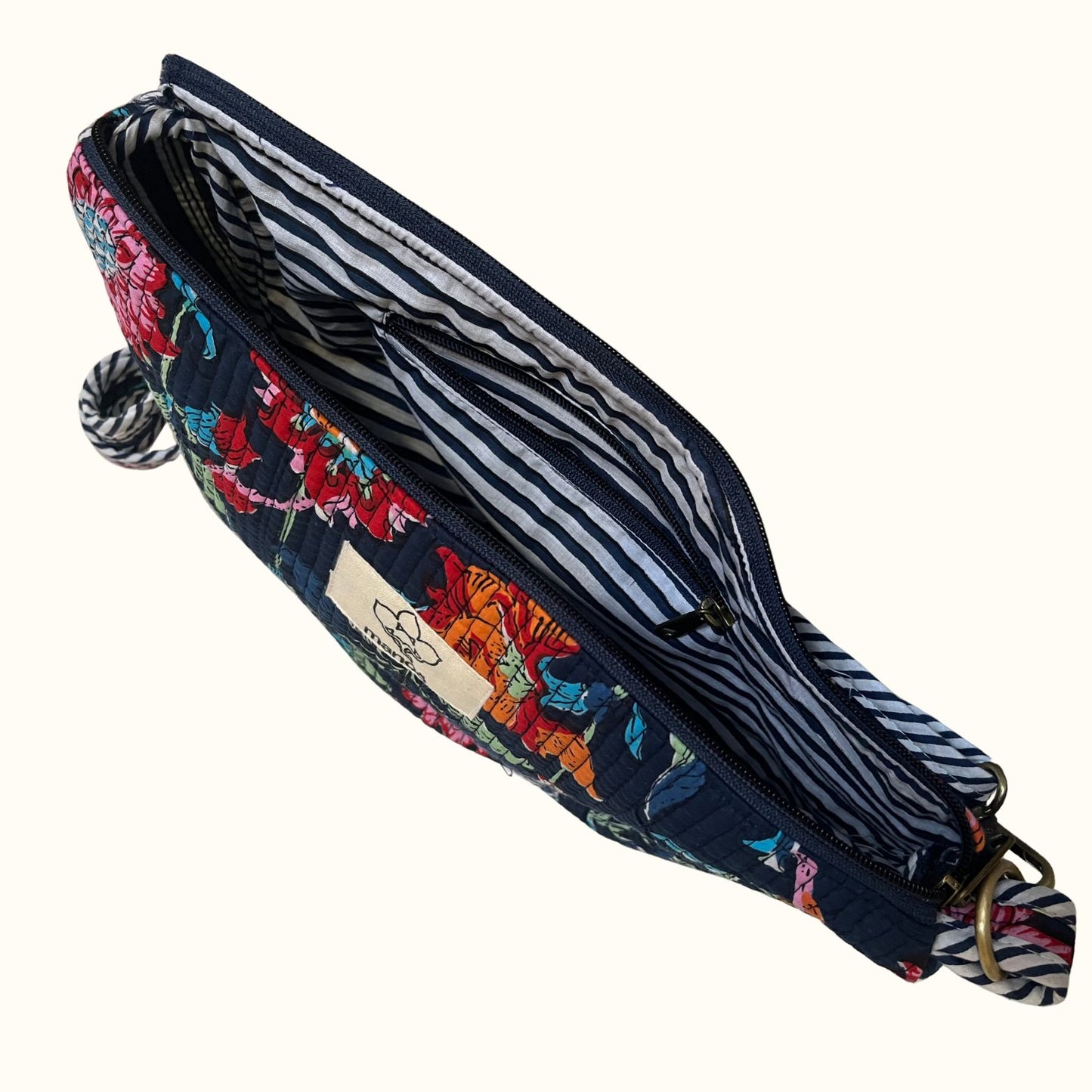 Sac demi-lune matelassé – "Indian moonlight  flowers"